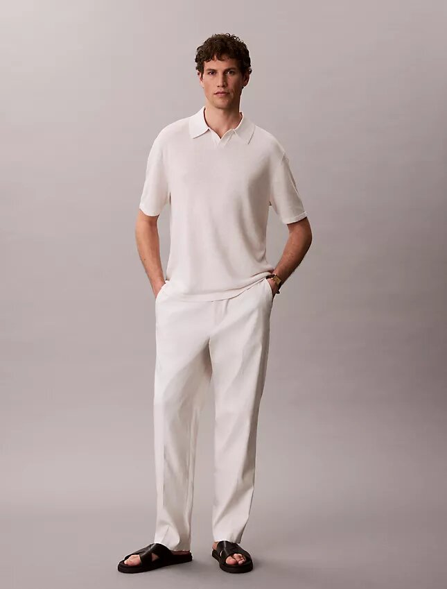 Linen Blend Polo Sweater Linen Blend Polo Sweater