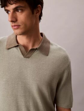 Linen Blend Polo Sweater