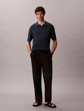 Linen Blend Polo Sweater