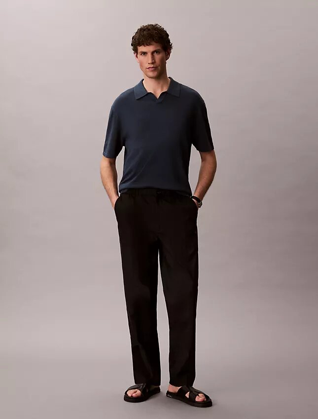 Linen Blend Polo Sweater Linen Blend Polo Sweater