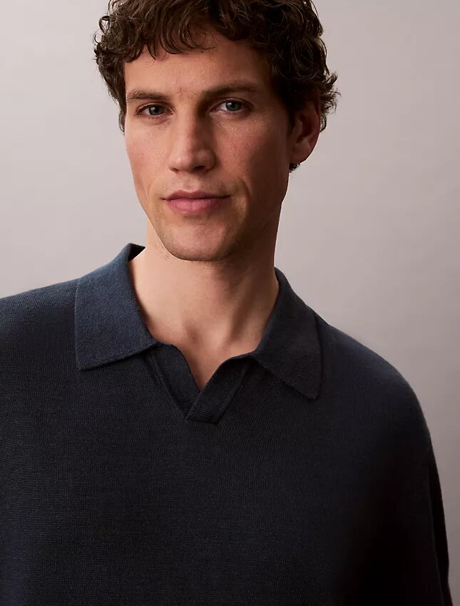Linen Blend Polo Sweater Linen Blend Polo Sweater