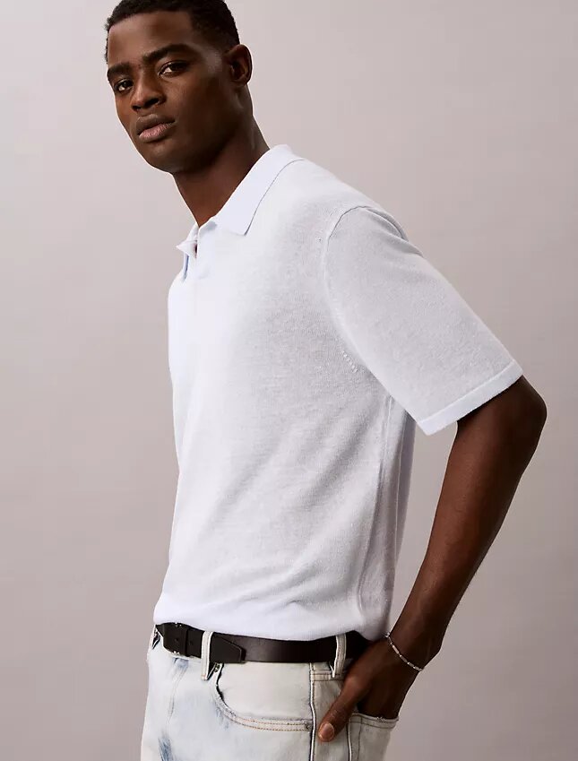 Linen Blend Polo Sweater Linen Blend Polo Sweater
