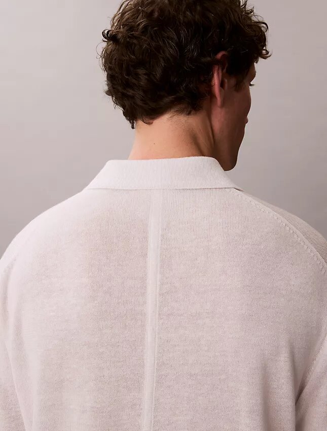 Linen Blend Polo Sweater Linen Blend Polo Sweater