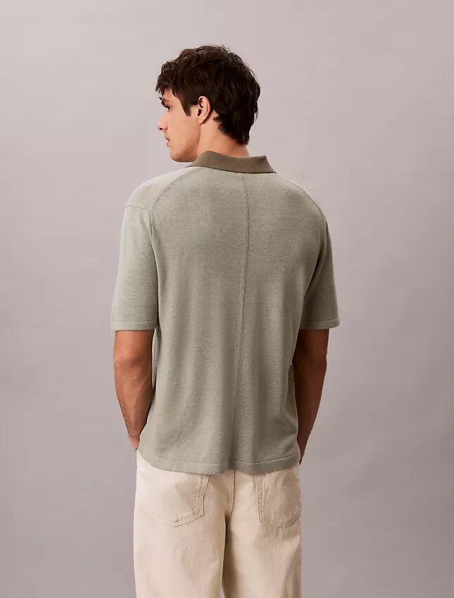 Linen Blend Polo Sweater Linen Blend Polo Sweater