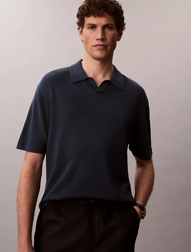 Linen Blend Polo Sweater Linen Blend Polo Sweater
