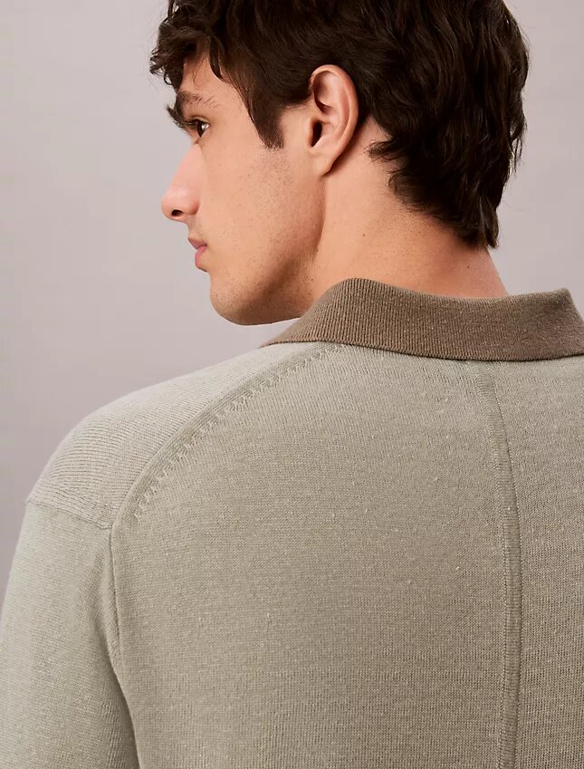 Linen Blend Polo Sweater Linen Blend Polo Sweater