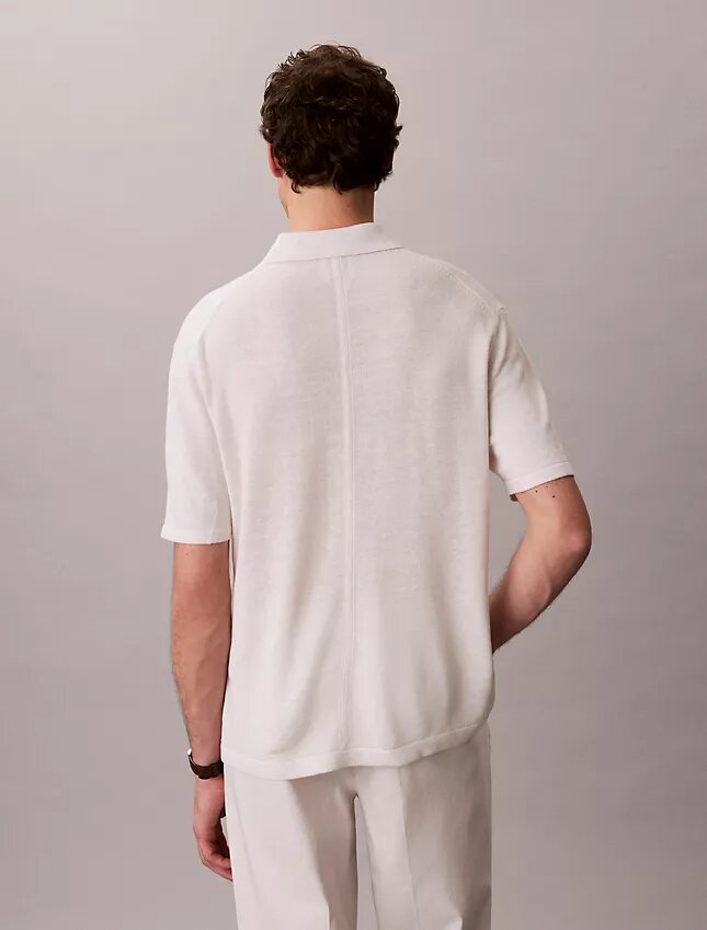 Linen Blend Polo Sweater Linen Blend Polo Sweater