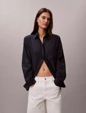 Linen Blend Relaxed Button-Down Shirt