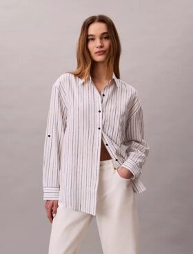 Linen Blend Relaxed Button-Down Shirt
