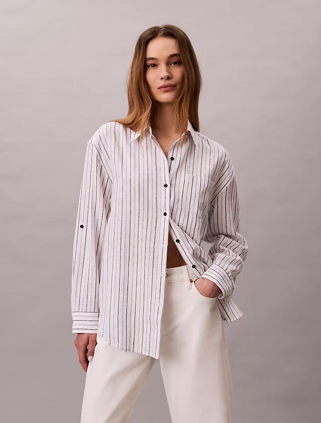 Linen Blend Relaxed Button-Down Shirt Linen Blend Relaxed Button-Down Shirt