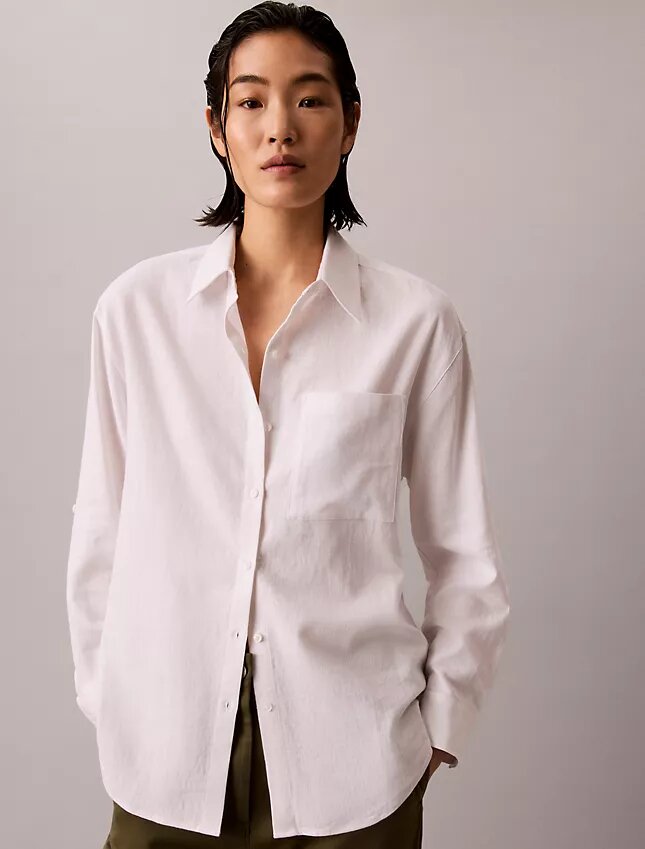 Linen Blend Relaxed Button-Down Shirt Linen Blend Relaxed Button-Down Shirt