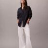 Linen Blend Relaxed Button-Down Shirt