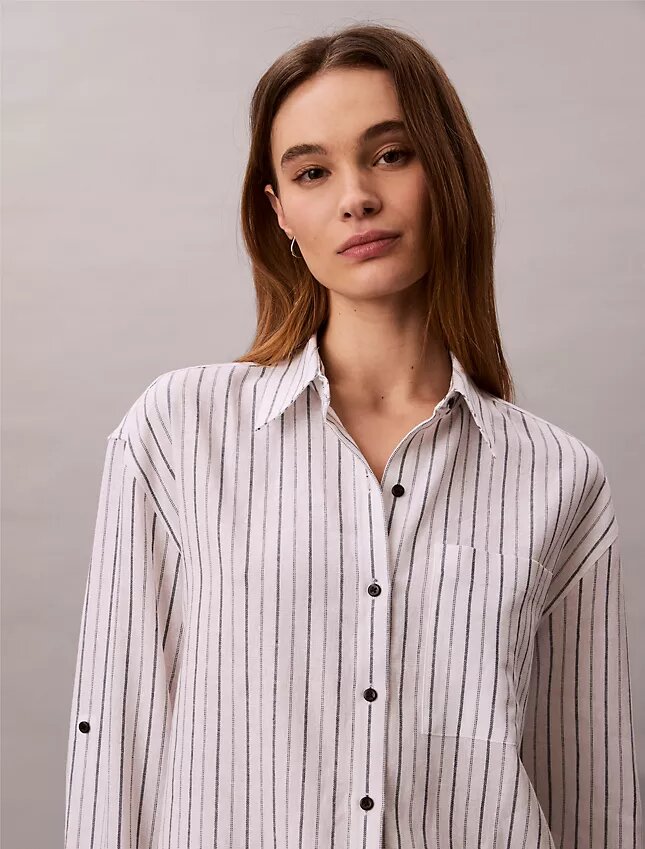 Linen Blend Relaxed Button-Down Shirt Linen Blend Relaxed Button-Down Shirt