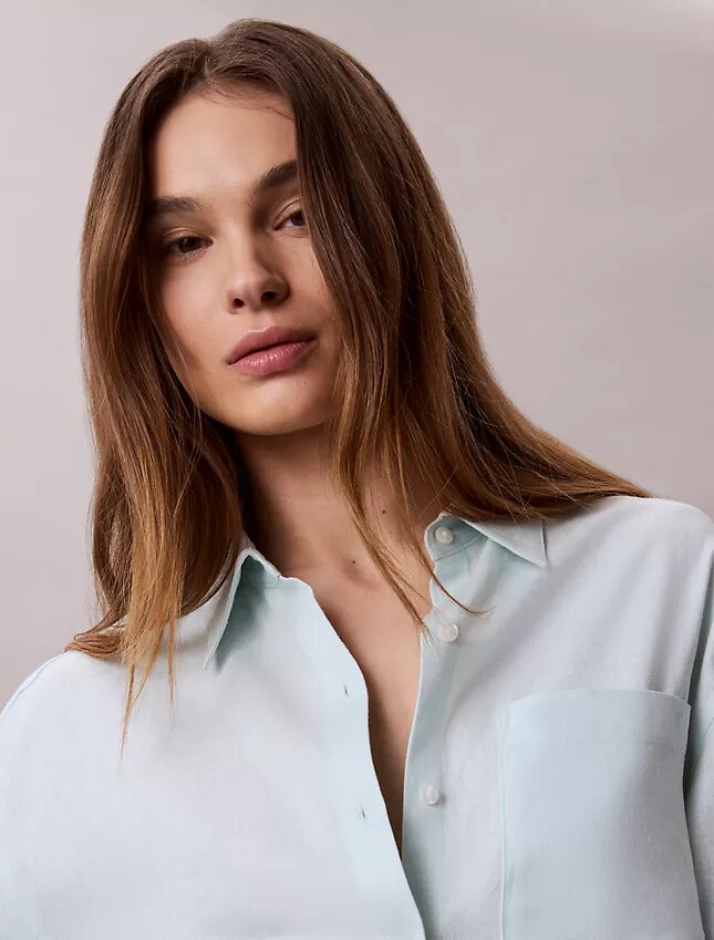 Linen Blend Relaxed Button-Down Shirt Linen Blend Relaxed Button-Down Shirt