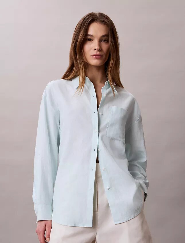Linen Blend Relaxed Button-Down Shirt Linen Blend Relaxed Button-Down Shirt