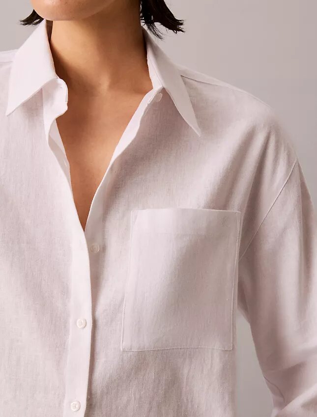 Linen Blend Relaxed Button-Down Shirt Linen Blend Relaxed Button-Down Shirt