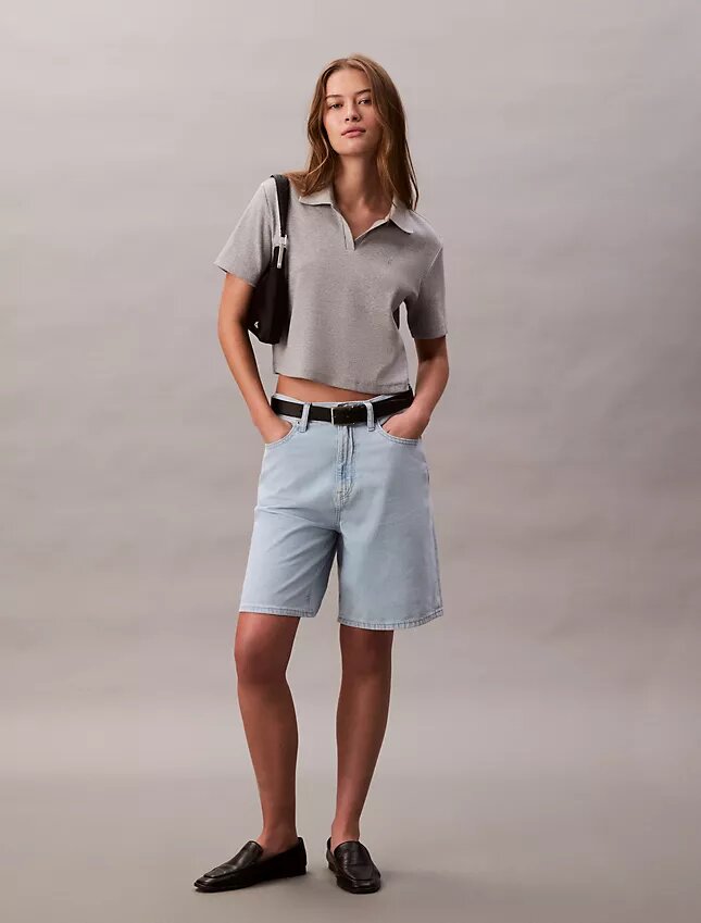 Linen Blend Relaxed Denim Bermuda Shorts Linen Blend Relaxed Denim Bermuda Shorts