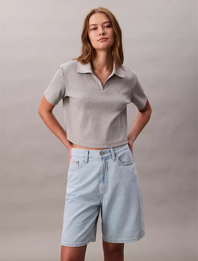 Linen Blend Relaxed Denim Bermuda Shorts Linen Blend Relaxed Denim Bermuda Shorts