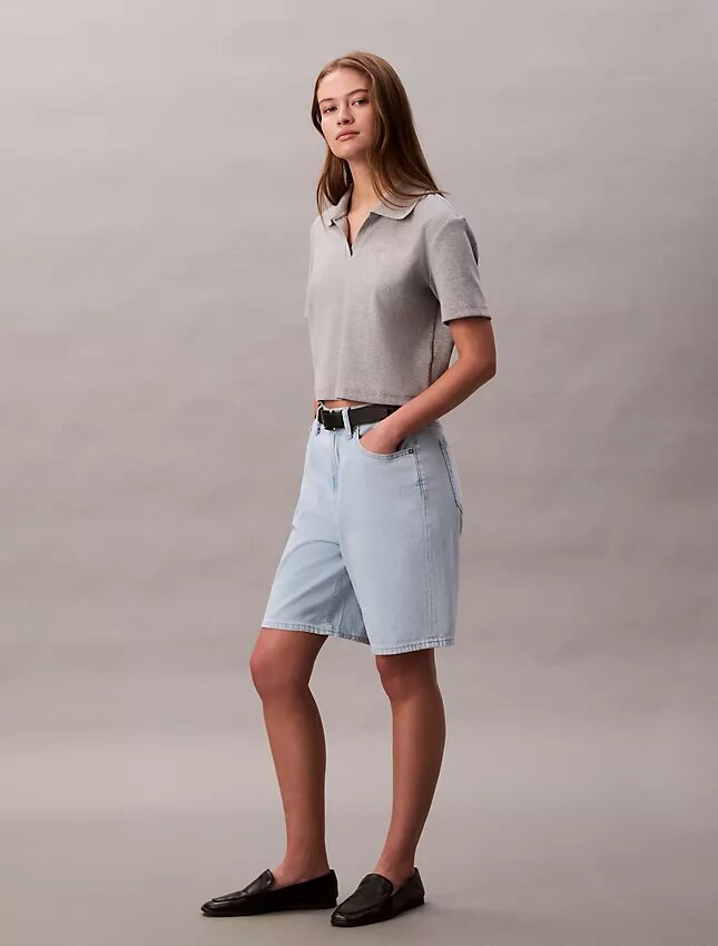 Linen Blend Relaxed Denim Bermuda Shorts Linen Blend Relaxed Denim Bermuda Shorts