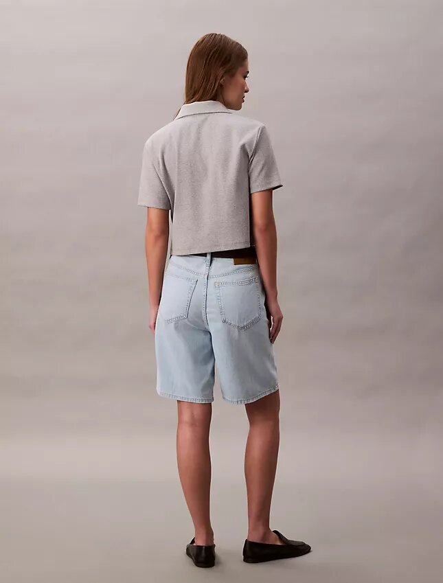 Linen Blend Relaxed Denim Bermuda Shorts Linen Blend Relaxed Denim Bermuda Shorts