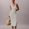 Linen Blend Scoop Neck Midi Dress Linen Blend Scoop Neck Midi Dress