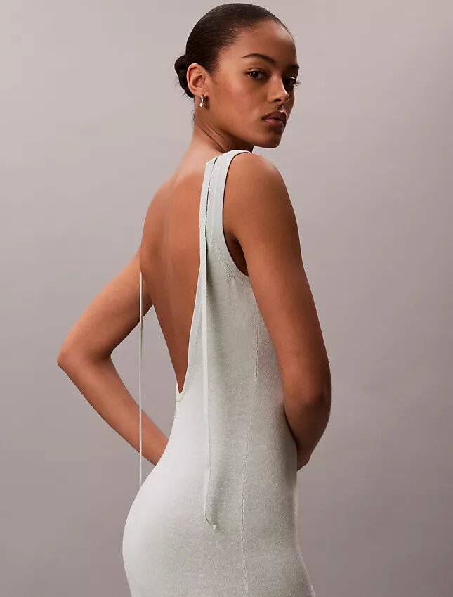 Linen Blend Scoop Neck Midi Dress Linen Blend Scoop Neck Midi Dress