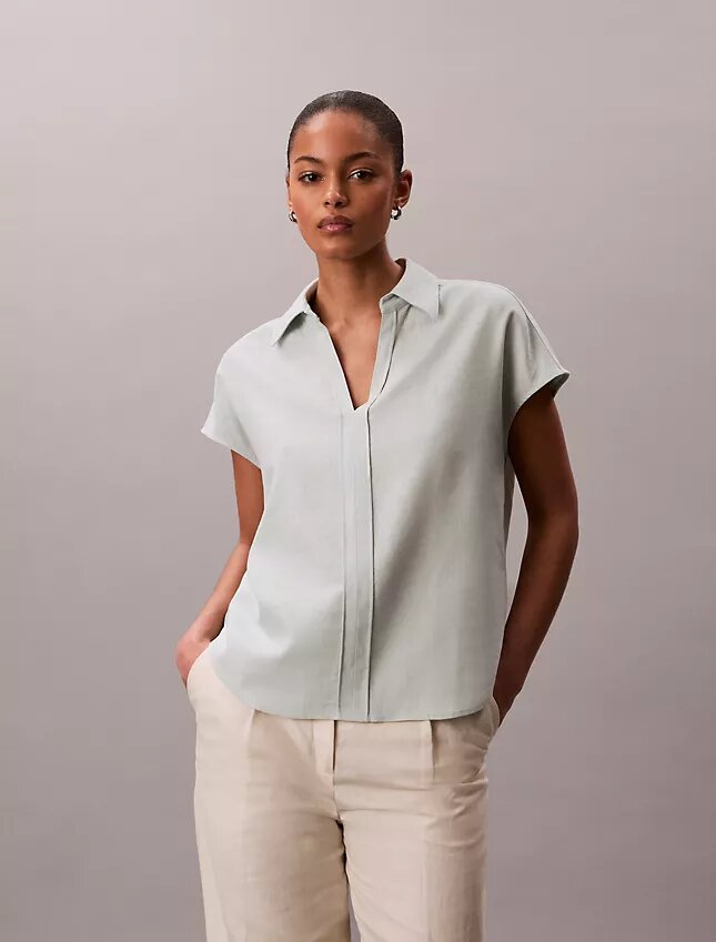 Linen Blend Short Sleeve Classic Shirt Linen Blend Short Sleeve Classic Shirt