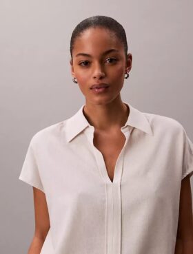 Linen Blend Short Sleeve Classic Shirt
