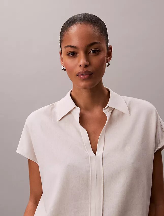 Linen Blend Short Sleeve Classic Shirt Linen Blend Short Sleeve Classic Shirt