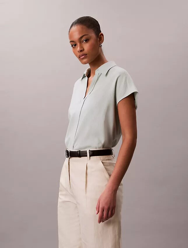 Linen Blend Short Sleeve Classic Shirt Linen Blend Short Sleeve Classic Shirt