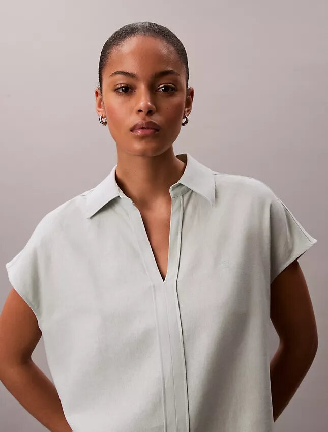 Linen Blend Short Sleeve Classic Shirt Linen Blend Short Sleeve Classic Shirt