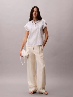 Linen Blend Short Sleeve Top