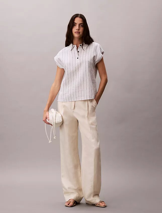 Linen Blend Short Sleeve Top Linen Blend Short Sleeve Top