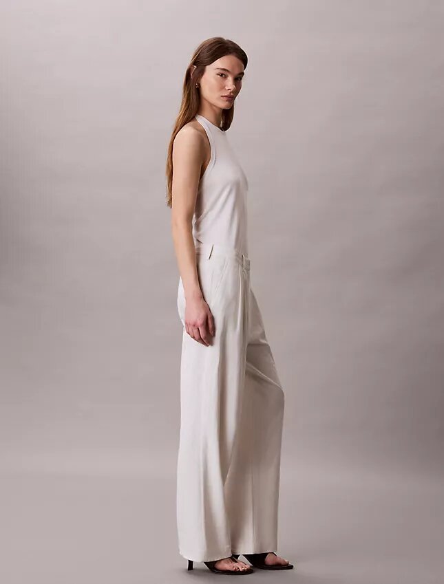 Linen Blend Tailored Wide Leg Pants Linen Blend Tailored Wide Leg Pants