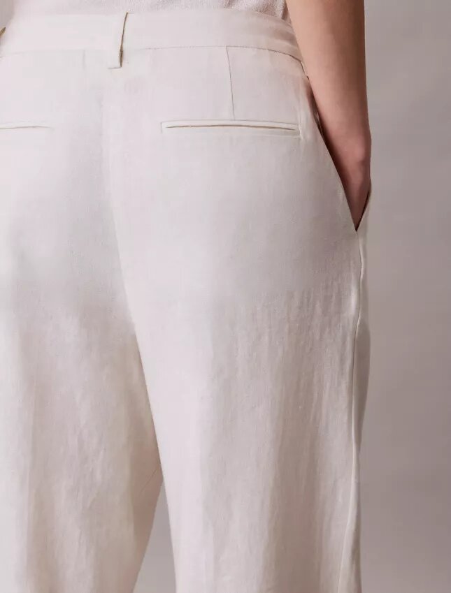 Linen Blend Tailored Wide Leg Pants Linen Blend Tailored Wide Leg Pants