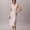 Linen Blend V-Neck Sleeveless Belted Dress Linen Blend V-Neck Sleeveless Belted Dress