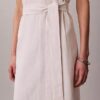 Linen Blend V-Neck Sleeveless Belted Dress Linen Blend V-Neck Sleeveless Belted Dress