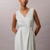 Linen Blend V-Neck Sleeveless Belted Dress Linen Blend V-Neck Sleeveless Belted Dress