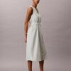 Linen Blend V-Neck Sleeveless Belted Dress Linen Blend V-Neck Sleeveless Belted Dress