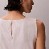 Linen Blend V-Neck Sleeveless Belted Dress Linen Blend V-Neck Sleeveless Belted Dress