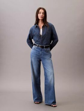 Linen Blend Wide Leg Jeans