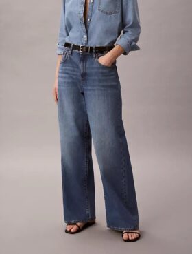 Linen Blend Wide Leg Jeans