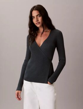 Linen Blend Wrap Sweater