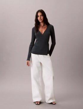 Linen Blend Wrap Sweater