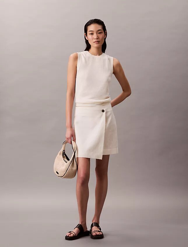 Linen Cotton Blend Asymmetrical Skirt Linen Cotton Blend Asymmetrical Skirt