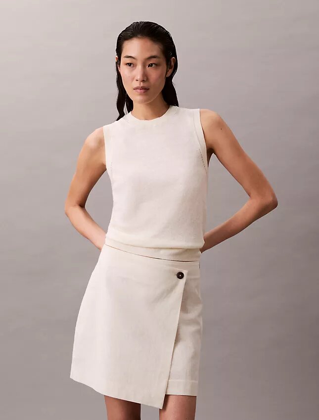 Linen Cotton Blend Asymmetrical Skirt Linen Cotton Blend Asymmetrical Skirt