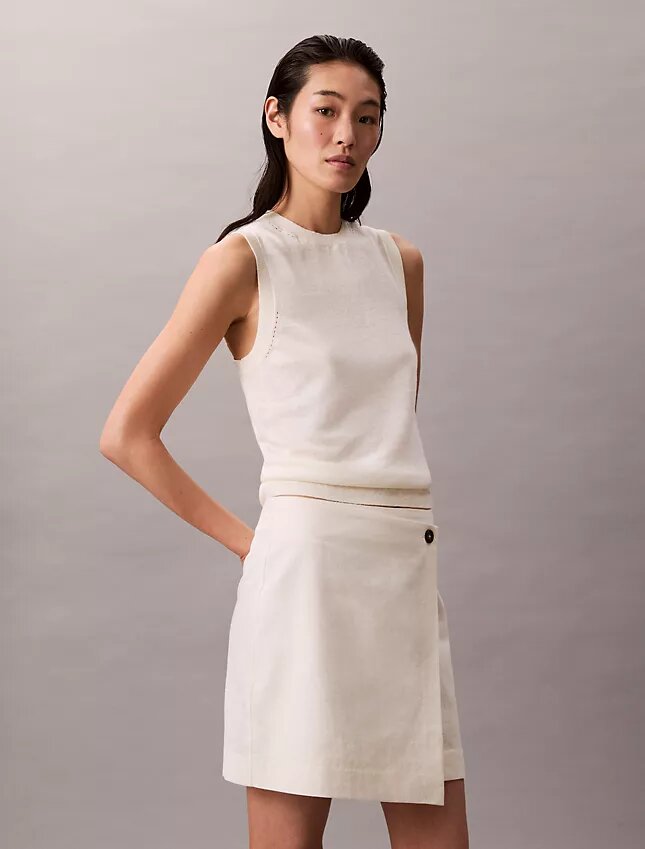 Linen Cotton Blend Asymmetrical Skirt Linen Cotton Blend Asymmetrical Skirt