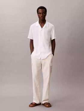 Linen Cotton Relaxed Straight Cargo Pants