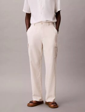 Linen Cotton Relaxed Straight Cargo Pants