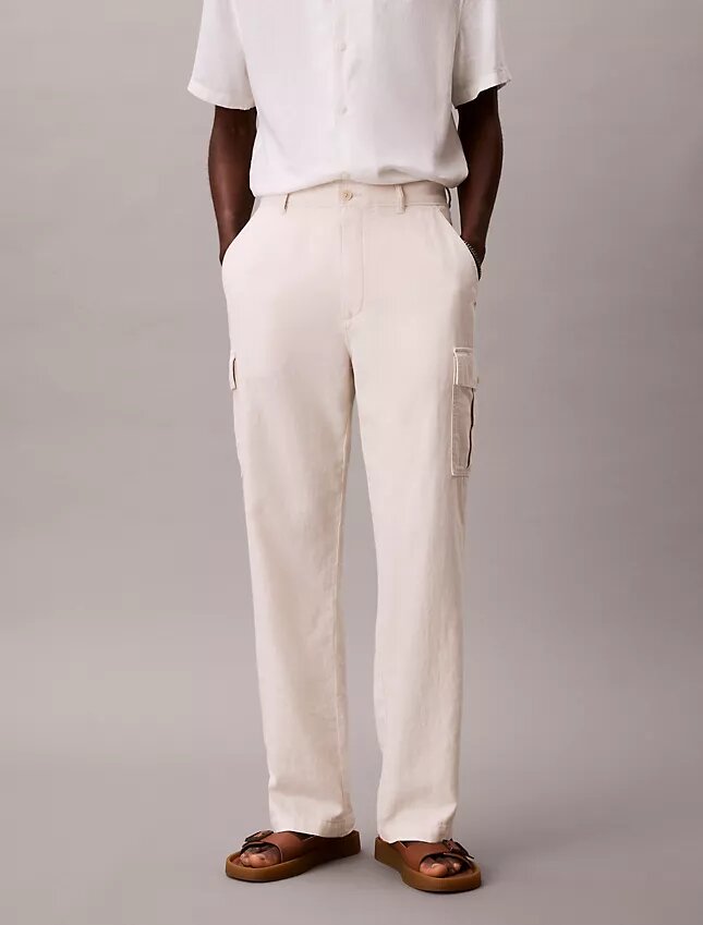 Linen Cotton Relaxed Straight Cargo Pants Linen Cotton Relaxed Straight Cargo Pants